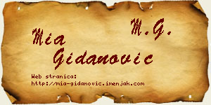 Mia Gidanović vizit kartica